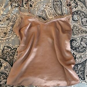 Abercrombie & Fitch Satin Camisole with Lace in Dusty Pink